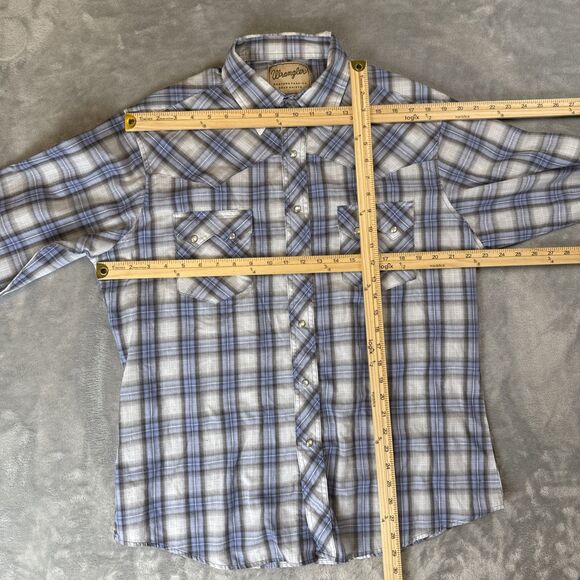 Wrangler Men's Large Pearl Snap Bush Popper Yellowstone Sawtooth Long Sleeve - Picture 4 of 6